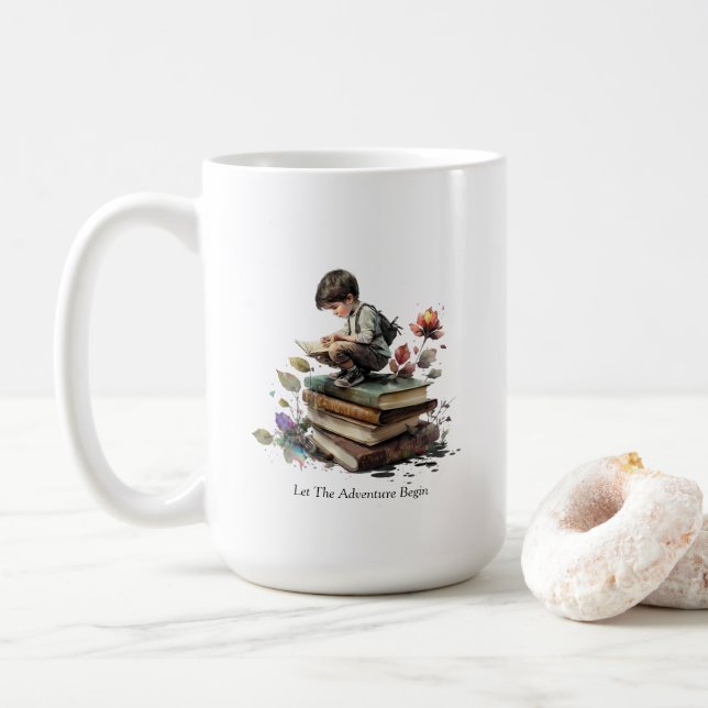 Taza De Café Leyendo bloqueo (Con donut)