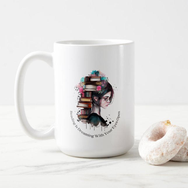 Taza De Café Leyendo bloqueo (Con donut)
