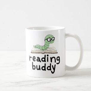 Taza De Café Leyendo librero Buddy Cute con libro