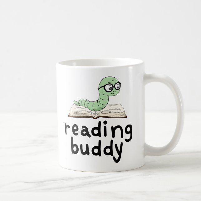 Taza De Café Leyendo librero Buddy Cute con libro (Derecha)
