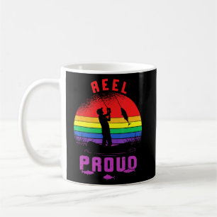 Taza De Café Lgbt Reel Pescador Orgulloso Gay Angler Retro Quee
