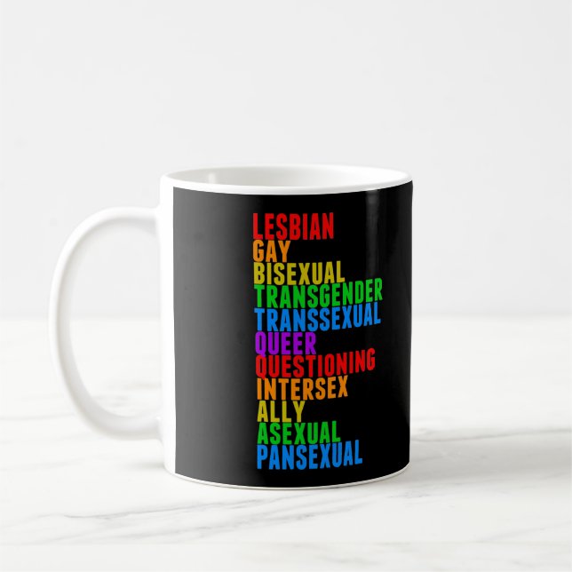 Taza De Café LGBTTQIAAP Diversidad del orgullo arcoiris agresiv (Izquierda)