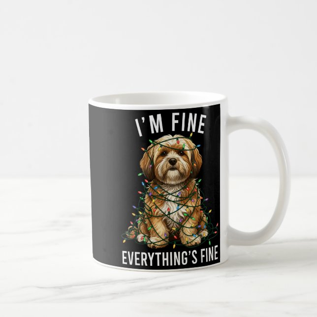 Taza De Café Lhasa Apso Christmas I'm Fine Everything Is Fine  (Derecha)
