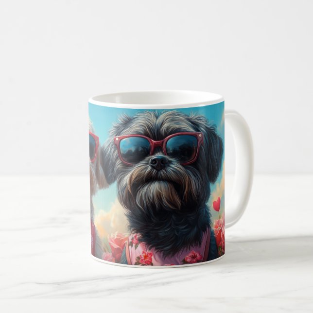 Taza De Café Lhasa Apso con El día de San Valentín de Rosas del (Anverso derecho)