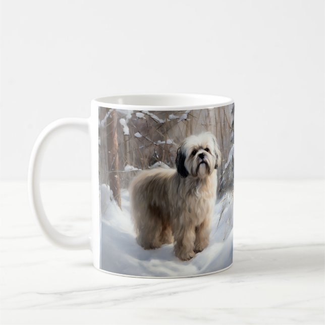 Taza De Café Lhasa Apso Deja que nieve Navidad (Izquierda)
