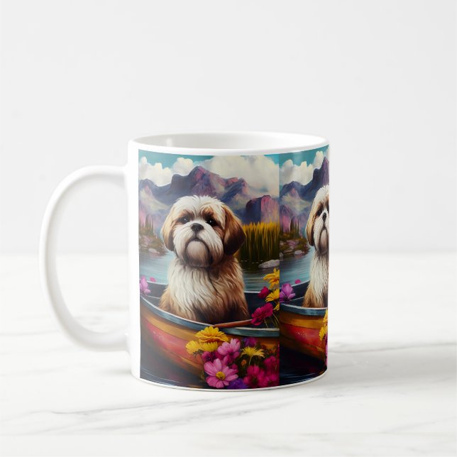 Taza De Café Lhasa Apso en un remo: Una aventura escénica (Izquierda)