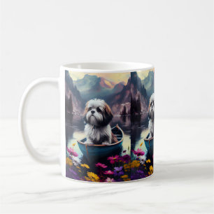 Taza De Café Lhasa Apso en un remo: Una aventura escénica