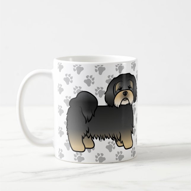Taza De Café Lhasa Apso negro y bronceado perro de dibujos anim (Izquierda)