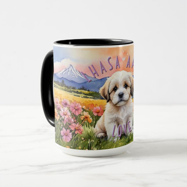 Taza De Café Lhasa Apso Puppy Sunrise Combo Mug (Anverso izquierdo)