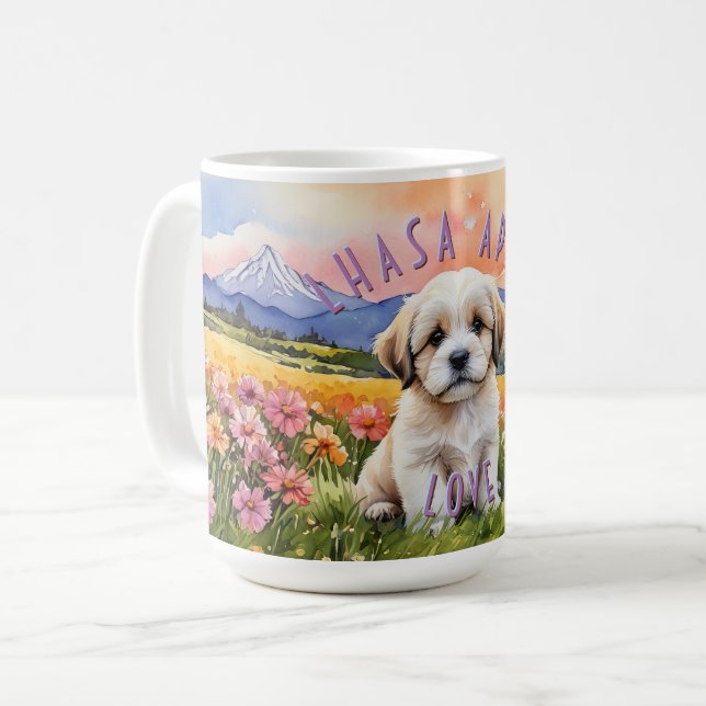 Taza De Café Lhasa Apso Puppy Sunrise Combo Mug (Anverso izquierdo)