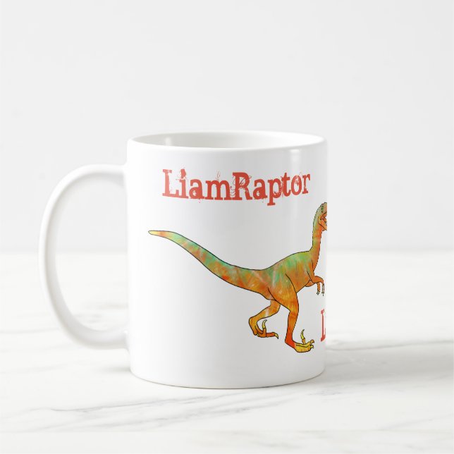 Taza De Café Liam Raptor Scary Velociraptor Dinosaur Funny (Izquierda)