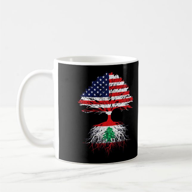 Taza De Café Líbano Bandera Libanesa Estadounidense Rota Natura (Izquierda)