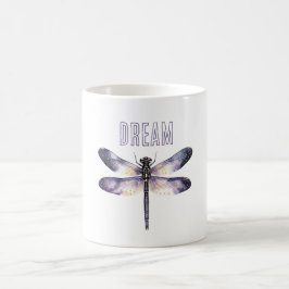 Taza De Café Libélula de estrellas doradas púrpura
