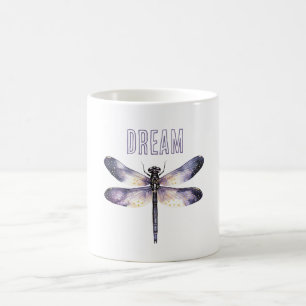 Taza De Café Libélula de estrellas doradas púrpura