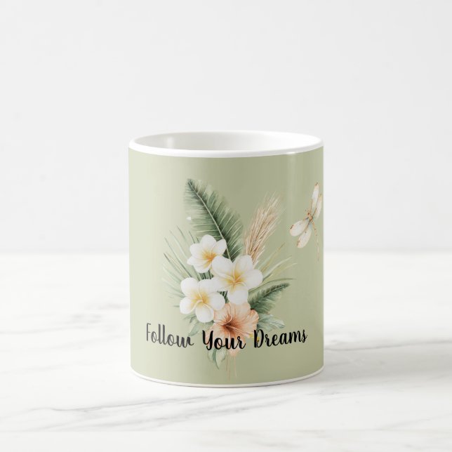 Taza De Café Libélula de Hibisco de Melocotón Tropical Verde Pl (Centro)