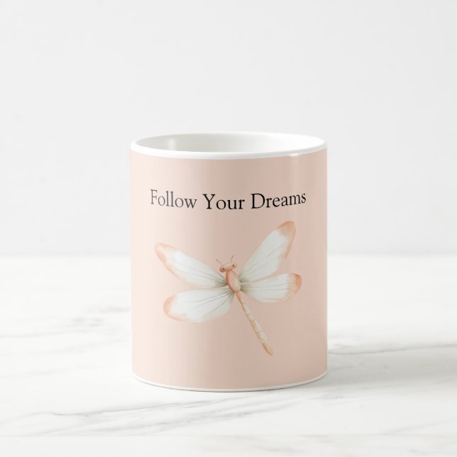 Taza De Café Libélula de Sueños de Melocotón (Centro)