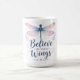 Taza De Café Libélula Inspiradora/Cree En Tus Alas