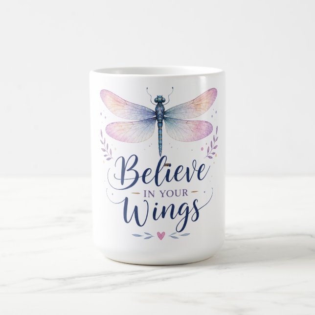 Taza De Café Libélula Inspiradora/Cree En Tus Alas (Centro)