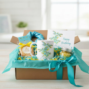 Taza De Café Libélula teal personalizada con salpicaduras 