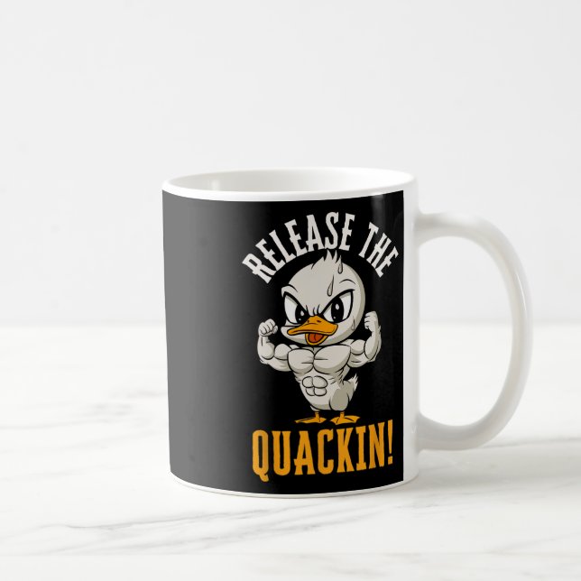 Taza De Café Liberar el Quackin Funny Duck Gym Halterofilia B (Derecha)