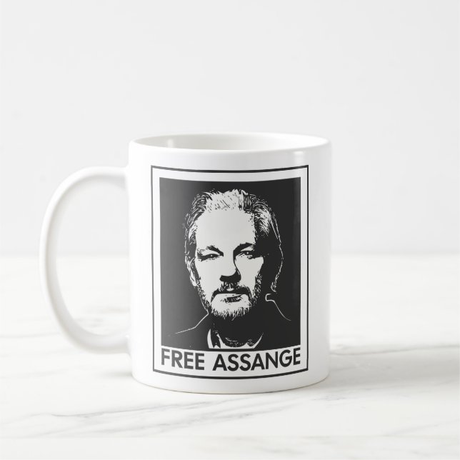 Taza De Café Liberen a Julian Assange wikileaks (Izquierda)