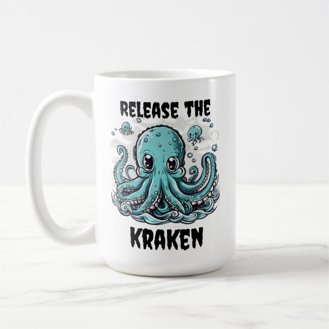 Taza De Café ¡Liberen a KRAKEN! Octopus cutáneo (Izquierda)
