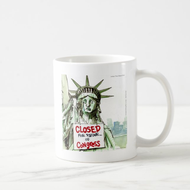 Taza De Café Libertad Cerrada Por Reparación De Divertido Congr (Derecha)