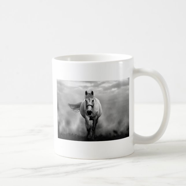Taza De Café Libertad de caballo blanco y negro (Derecha)
