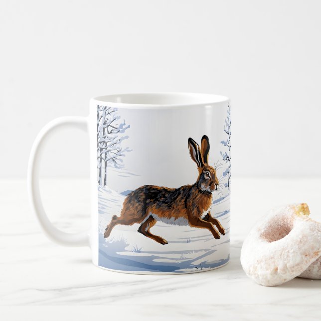 Taza De Café Libertad de liebre sin límites en nieve (Con donut)