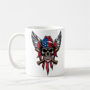 Taza De Café Libertad salvaje, cráneo americano con bates de bé