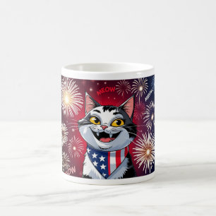 Taza De Café Liberty Meowgnet - Mug de gato patriótico