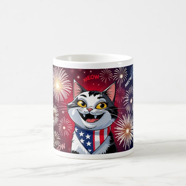 Taza De Café Liberty Meowgnet - Mug de gato patriótico (Centro)