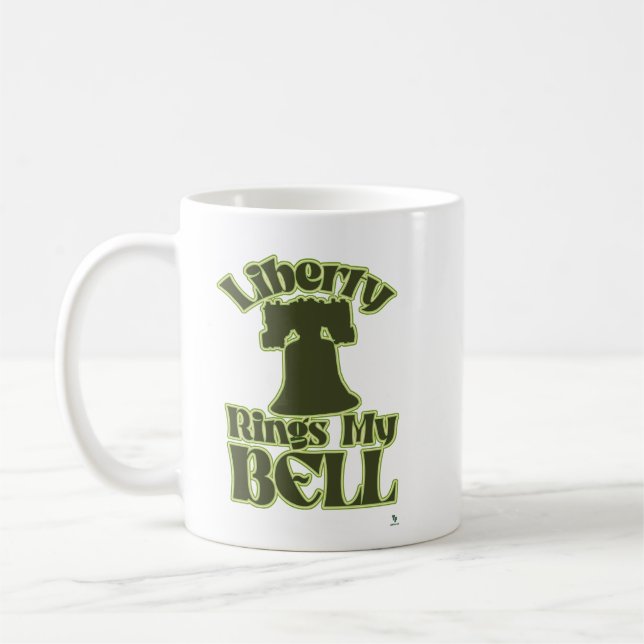 Taza De Café Liberty Rings My Bell Fun American Logo (Izquierda)