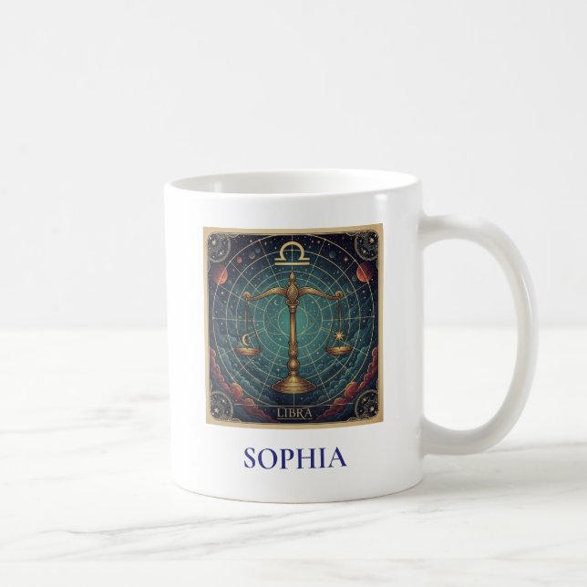 Taza De Café Libra Azul Zodíaco Celestial (Derecha)