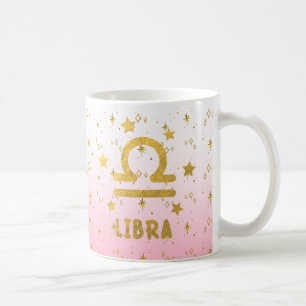 Taza De Café Libra Zodiac Azul y Oro Astrología Mug