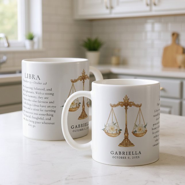 Taza De Café Libra Zodiac Sign Horoscope Personalized Gift (Subido por el creador)