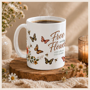 Taza De Café Libre como las Flores Gráfico Boho