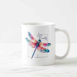 Taza De Café Libremente en vivo - Dragonfly artístico