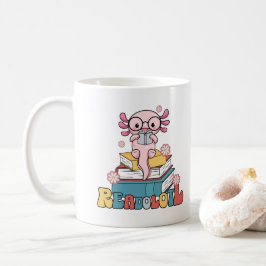 Taza De Café Librero Axolotl rosa libro de lectura de amantes P