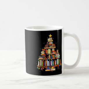 Taza De Café Libro Árbol de Navidad enciende lectura biblioteca