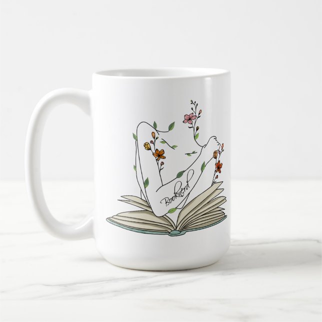 Taza De Café Libro bonito flores silvestres delicadas regalo pa (Izquierda)