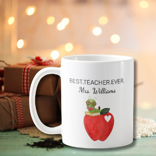 Taza De Café Libro de gusanos de manzana de agradecimiento a ma