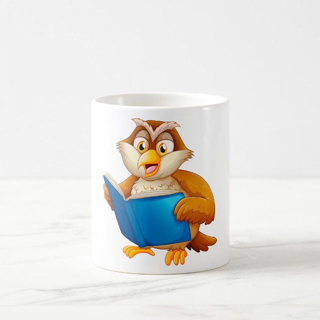 Taza De Café Libro de lectura de búho sabio (Subido por el creador)
