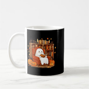 Taza De Café Libro de lectura de fantasmas con gato negro Hallo