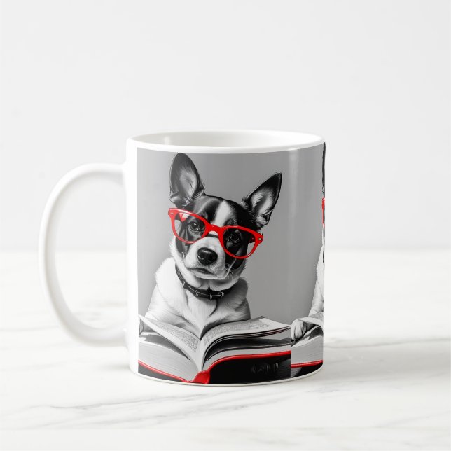 Taza De Café Libro de lectura de perros (Izquierda)