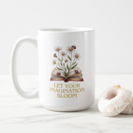 Taza De Café Libro en flor. Que florezca tu imaginación