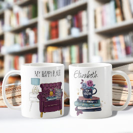 Taza De Café Libro Lover Leyendo Introvertido Homebody Happy Pl