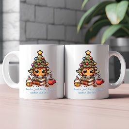 Taza De Café Libros bajo el árbol de Navidad kawaii - Divertido