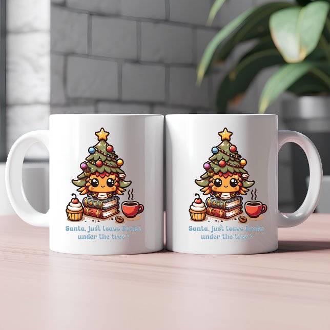 Taza De Café Libros bajo el árbol de Navidad kawaii - Divertido (Subido por el creador)