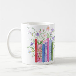 Taza De Café Libros Clásicos Elegante Flor Silvestre Rosa Azul
